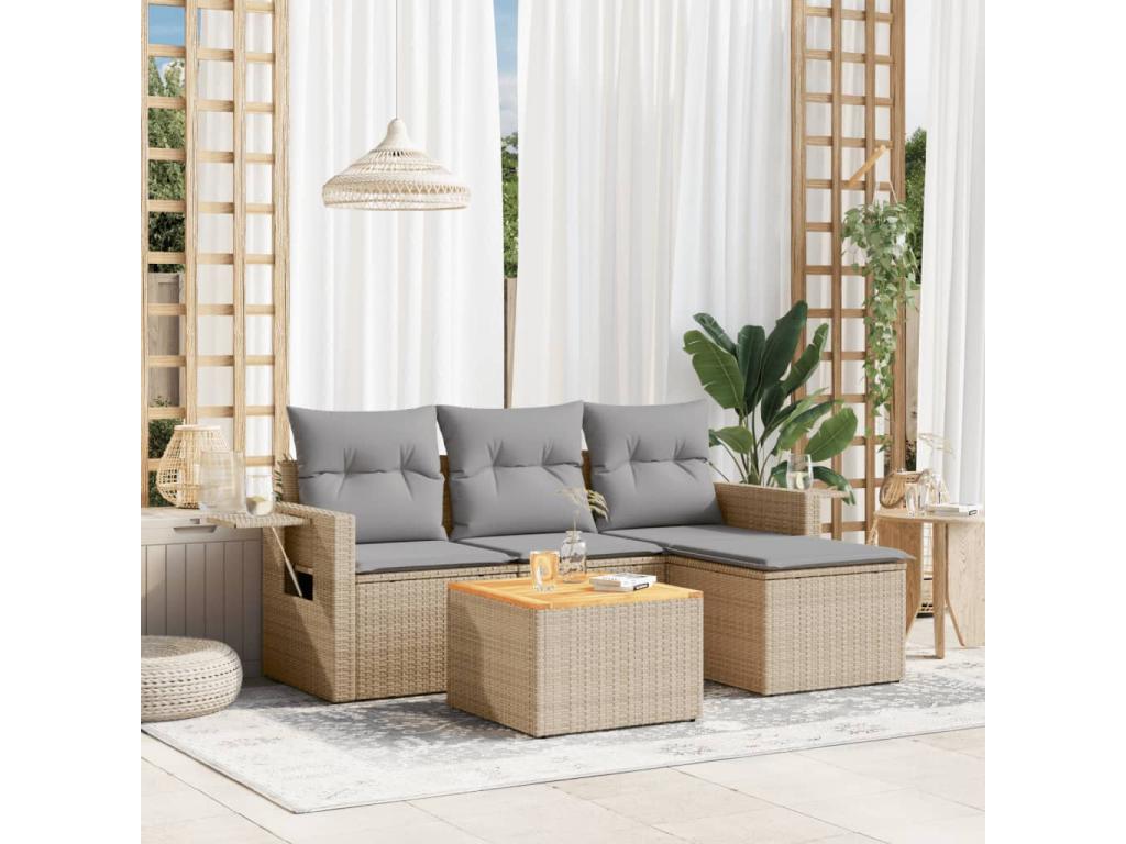 Beige Woven Resin Wicker Outdoor Furniture Set - dlz1766583237297