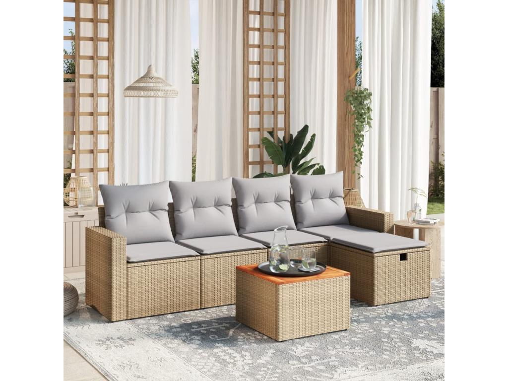 Beige Woven Resin Wicker Outdoor Furniture Set - dlz1766583236824