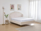 Beige Velvet Bed, 160 x 200 cm