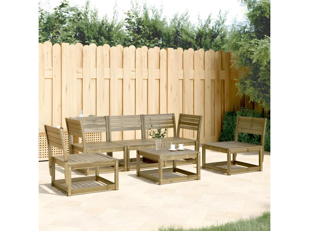 Brown Pine Wood Outdoor Furniture Set
