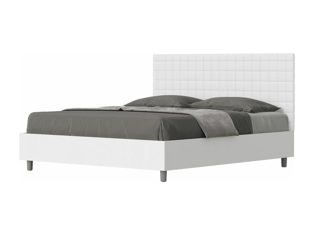White Leather Bed, 160 x 190 cm