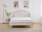 Beige Velvet Bed, 160 x 200 cm