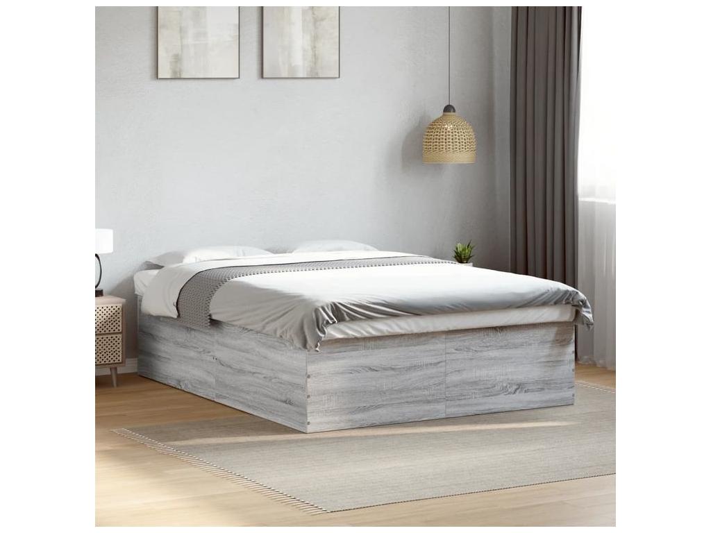 Gray Engineered Wood Bed Frame, 150 x 200 cm