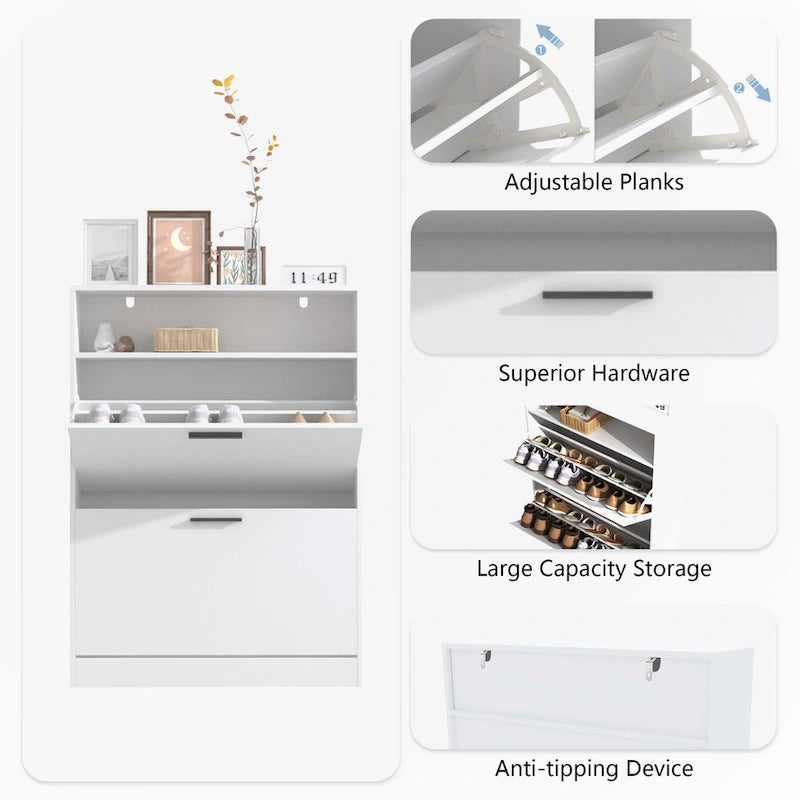 Shoe Storage Cabinet with 2 Flip Drawers