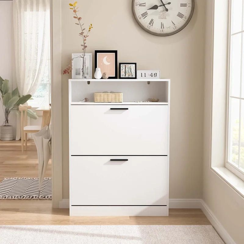 Shoe Storage Cabinet with 2 Flip Drawers