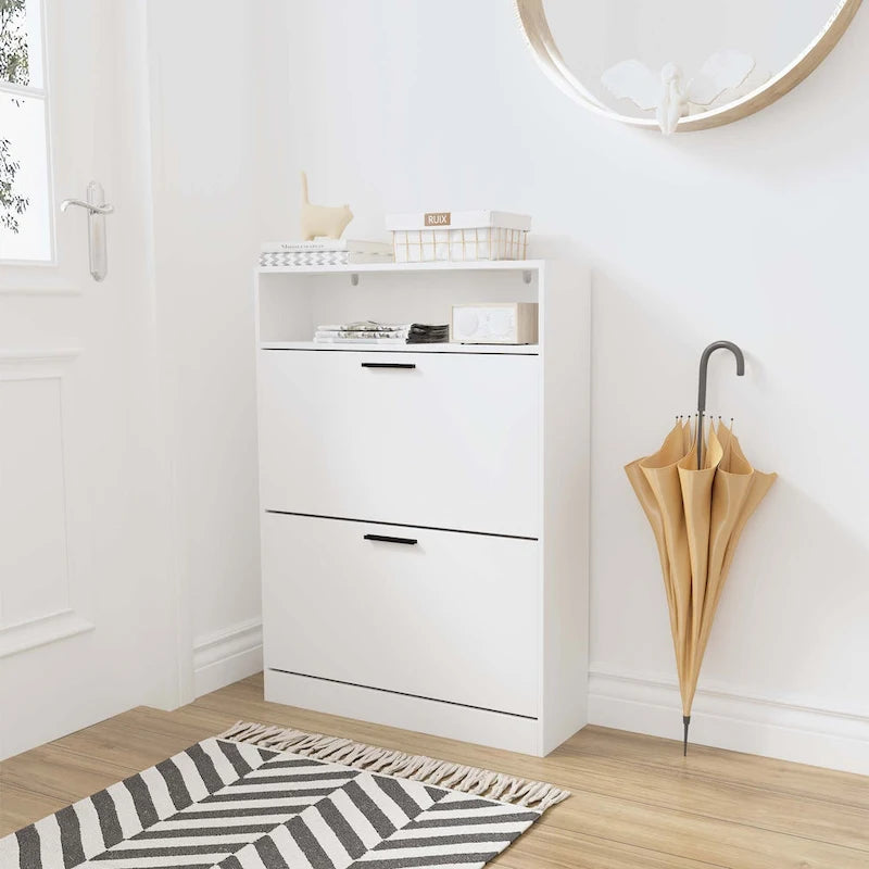 Shoe Storage Cabinet with 2 Flip Drawers