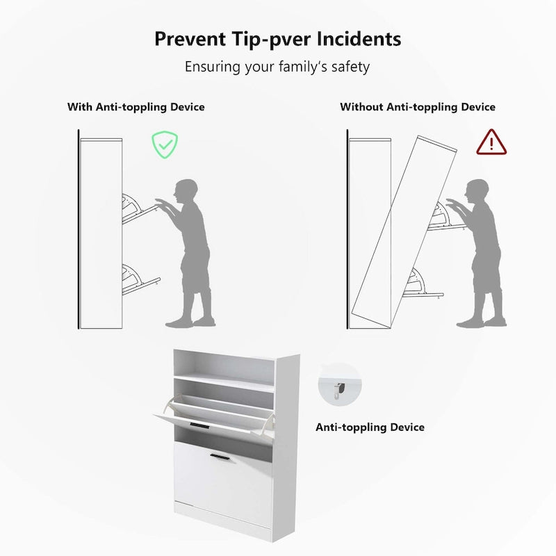 Shoe Storage Cabinet with 2 Flip Drawers