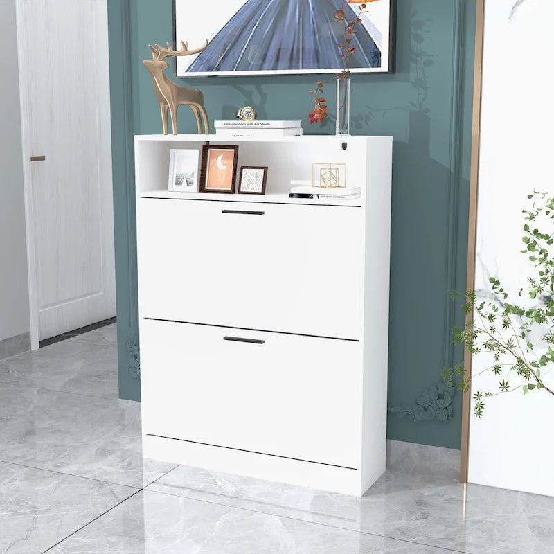 Shoe Storage Cabinet with 2 Flip Drawers