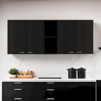 HomeRoots 59 Black Wood Wall mounted Accent Cabinet With Five Shelves