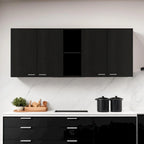 HomeRoots 59 Black Wood Wall mounted Accent Cabinet With Five Shelves