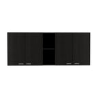 HomeRoots 59 Black Wood Wall mounted Accent Cabinet With Five Shelves