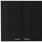 HomeRoots 59 Black Wood Wall mounted Accent Cabinet With Five Shelves