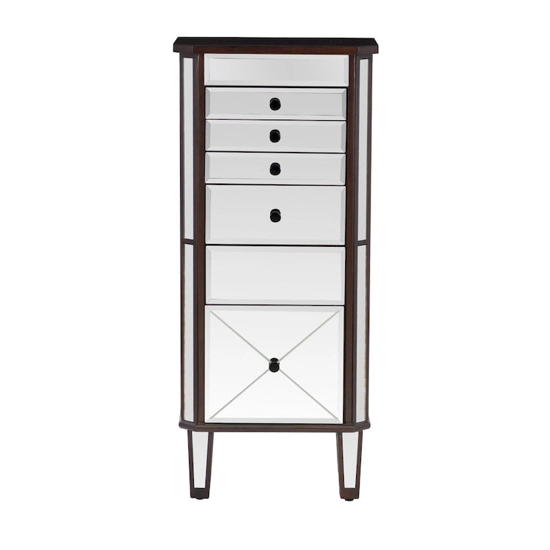 Mirrored Jewelry Armoire with Tapered Legs - 41 - Silver