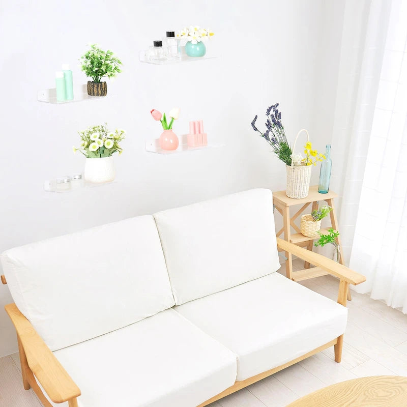 Acrylic Floating Shelves for Wall, Clear Acrylic Shelves for Bathroom, Living Room, Bedroom, Kitchen Wall Display Shelf Clear