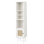 Costway Rattan Storage Cabinet Freestanding Slim Organizer Wood - See Details