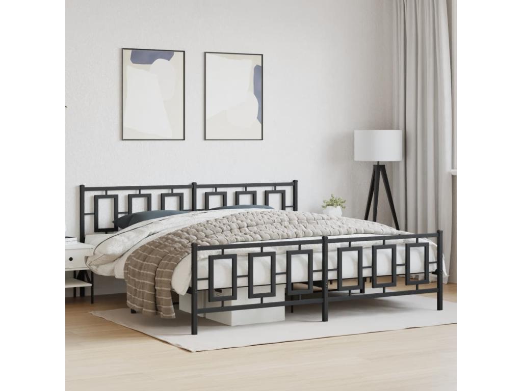 Black Metal Bed Frame, 193 x 203 cm