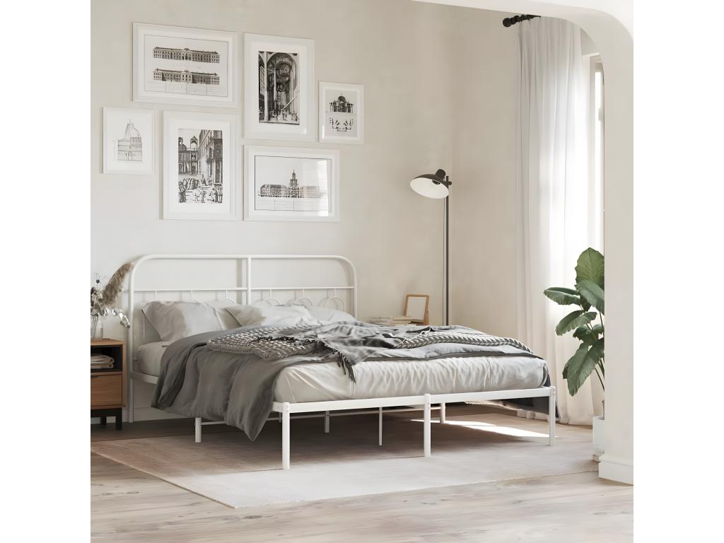 White Metal Bed Frame, 150 x 200 cm