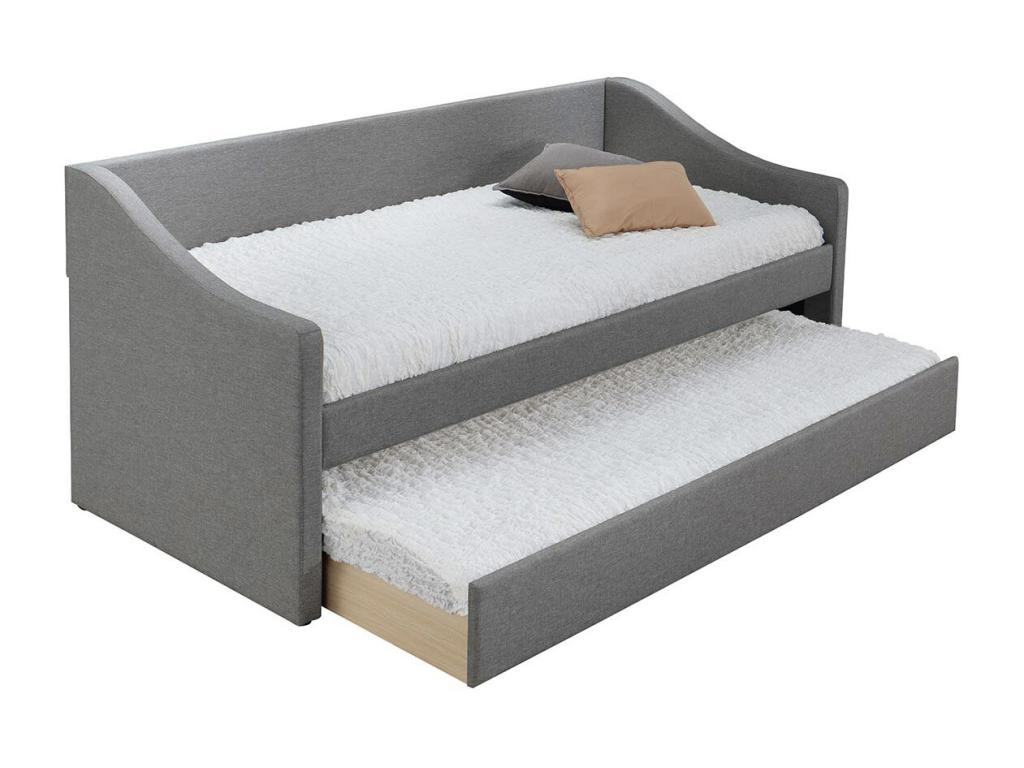 Gray Fabric Bed, 90 x 190 cm