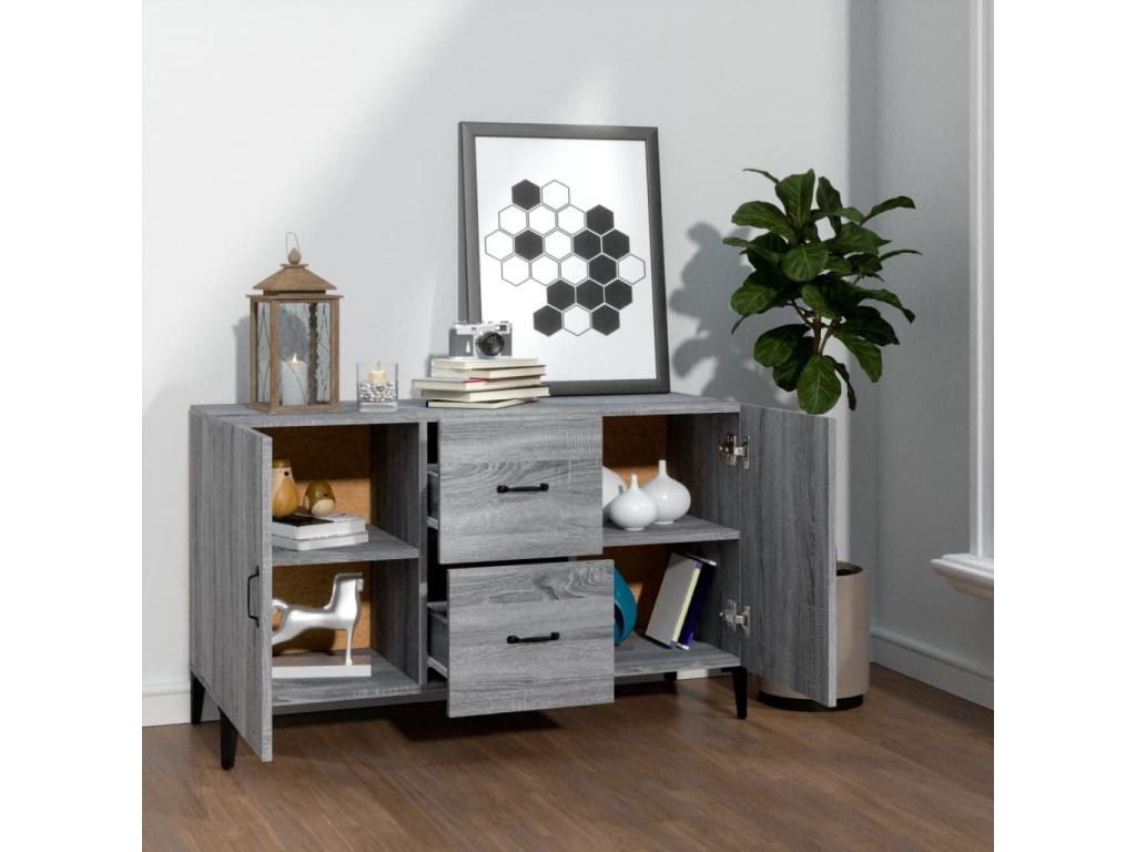 Gray Engineered Wood Sideboard, 100 x 36 x 60 cm