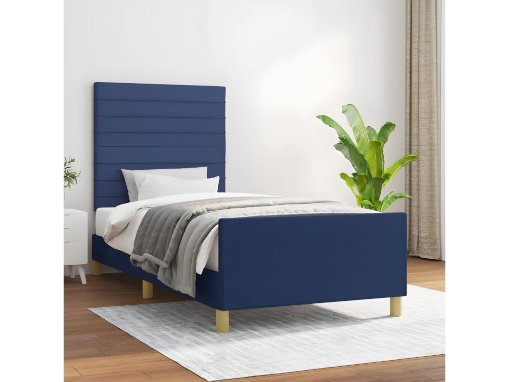 Blue Fabric Bed Frame, 90 x 190 cm
