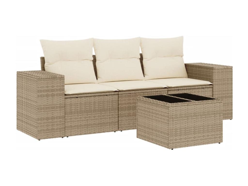 Beige Woven Resin Wicker Outdoor Furniture Set - dlz1766584075456