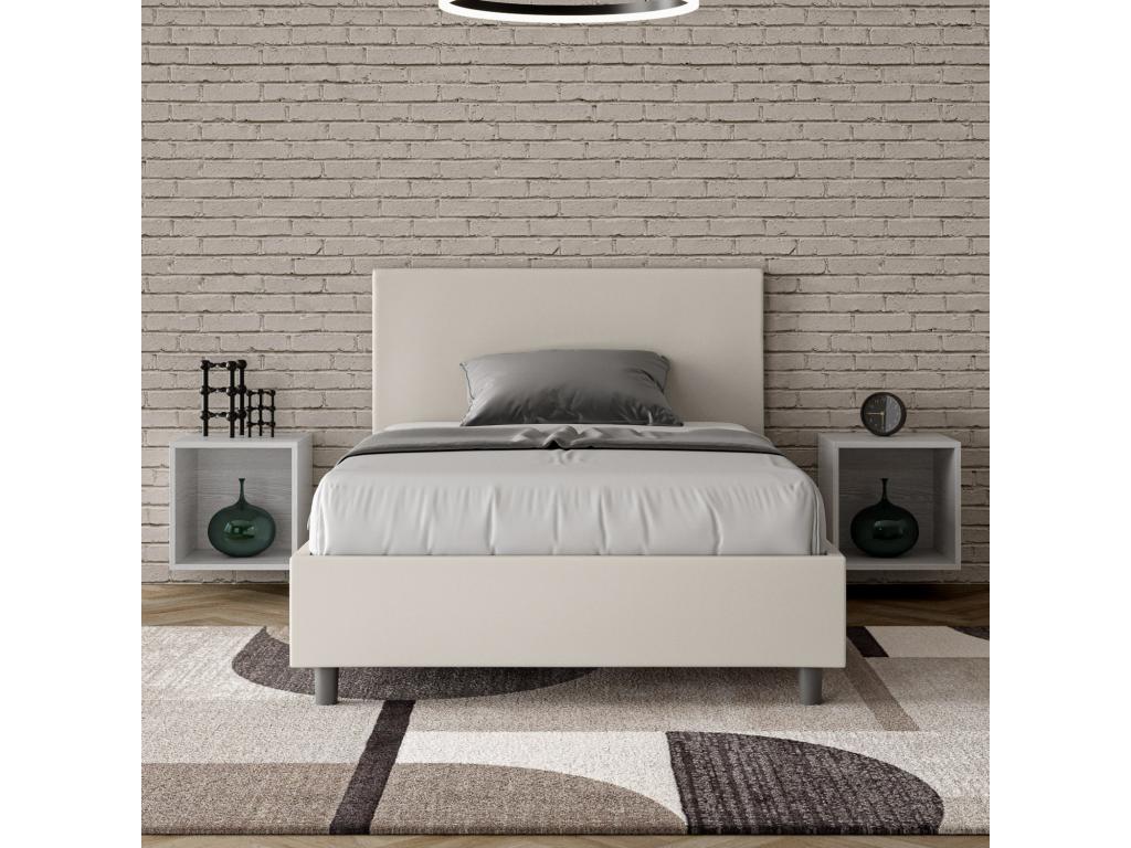 White Faux Leather Bed, 120 x 190 cm