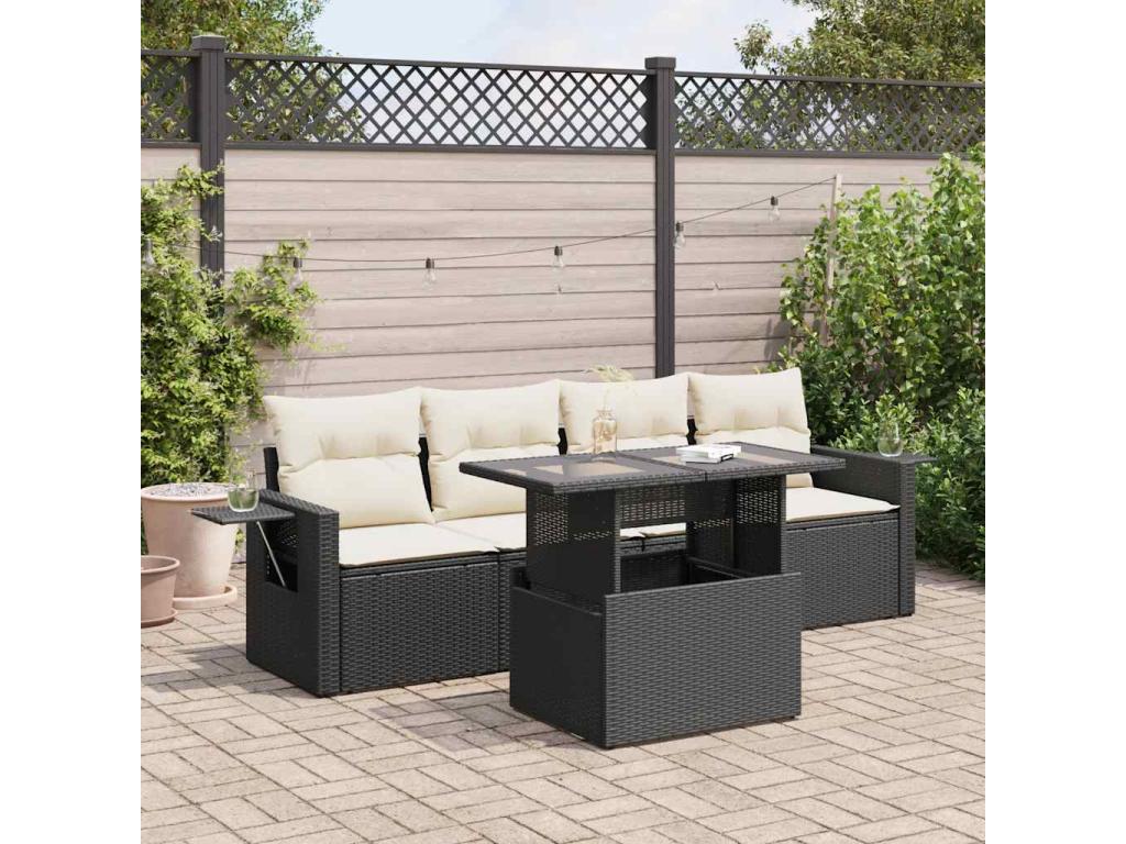 Black Woven Resin Wicker Outdoor Furniture Set - dlz1766583004430