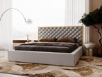 Gray Velvet Bed, 200 x 200 cm