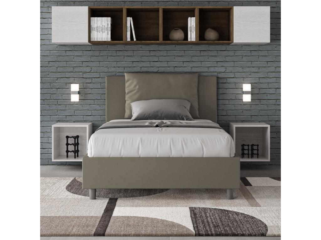 Brown Faux Leather Bed, 120 x 210 cm