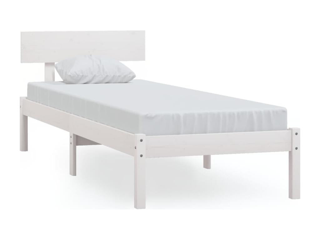 White Pine Wood Bed, 75 x 190 cm