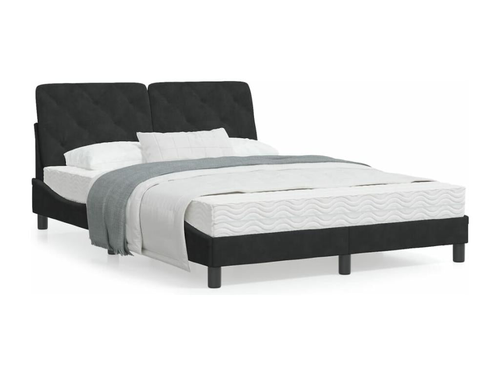 Black Velvet Bed Frame, 140 x 200 cm