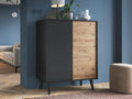Black Oak Wood Sideboard, 125 x 104 cm