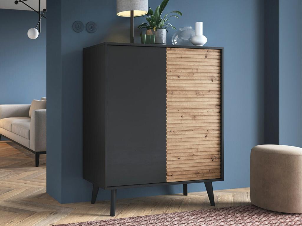 Black Oak Wood Sideboard, 125 x 104 cm