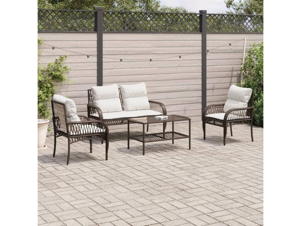 Brown Woven Resin Wicker Outdoor Furniture Set