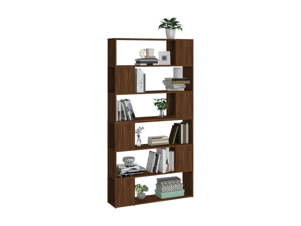 Brown Oak Wood Bookcase, 100 x 24 x 188 cm