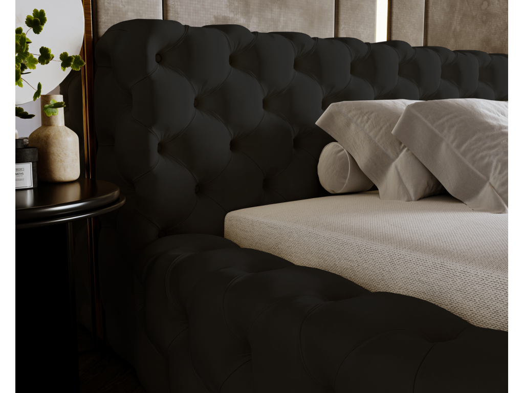 Black Velvet Bed, 180 x 200 cm - dlz1766584015327