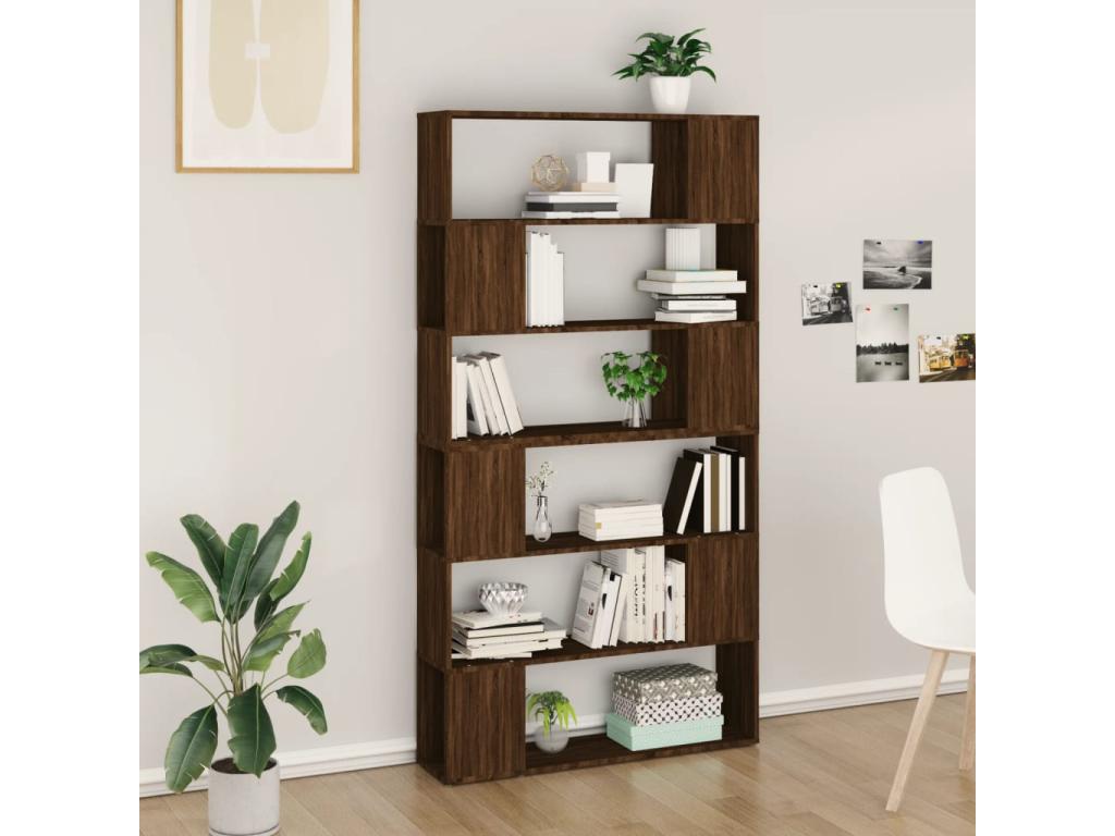 Brown Oak Wood Bookcase, 100 x 24 x 188 cm