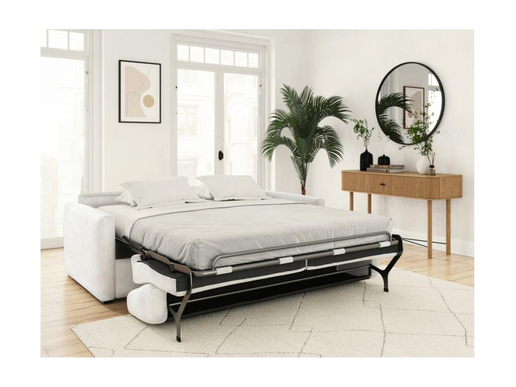 White Boucle Fabric Mattress, 140 x 190 cm