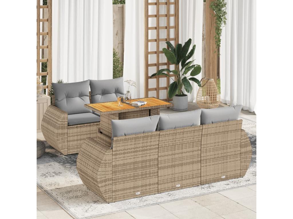 Beige Woven Resin Wicker Outdoor Furniture Set - dlz1766583285407