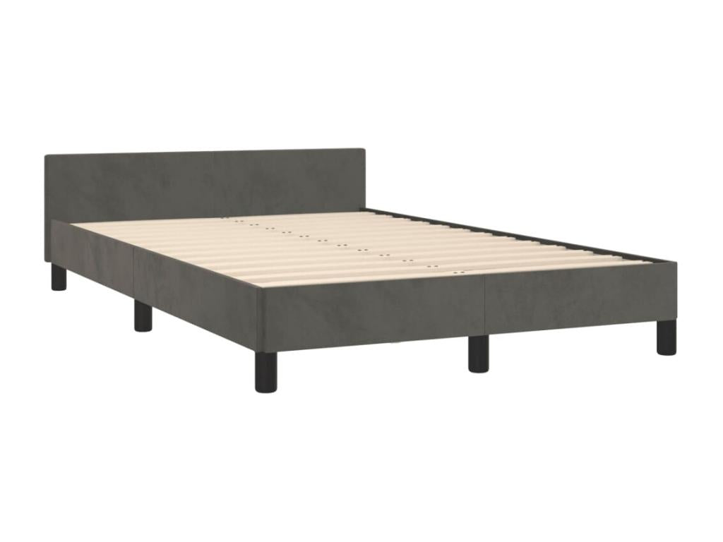 Gray Velvet Bed Frame, 120 x 190 cm