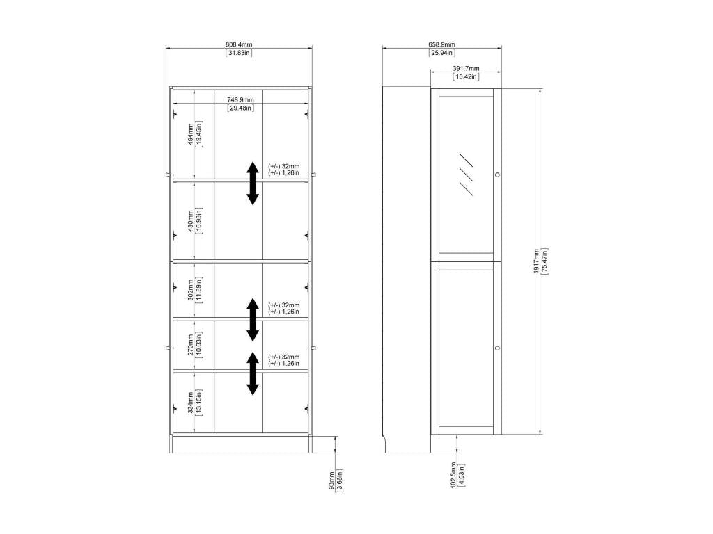 White Bookcase, 79 x 28 cm