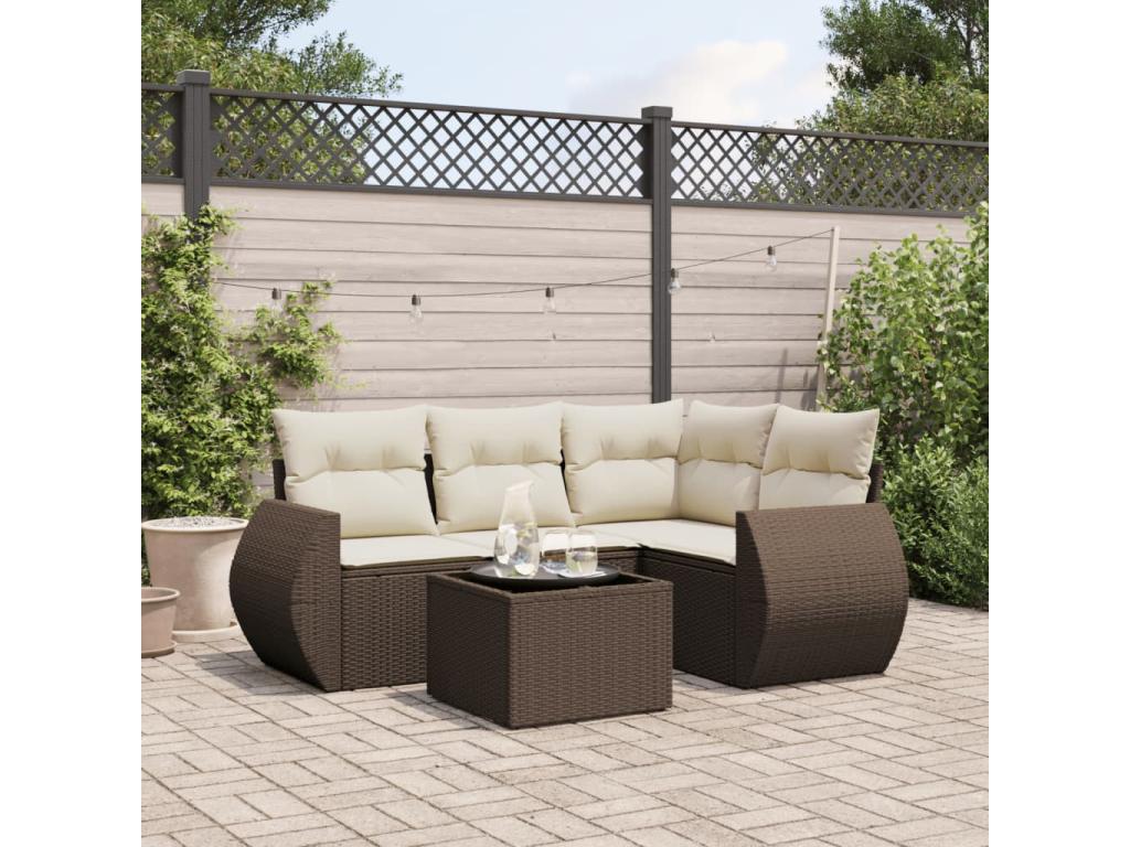 Brown Woven Resin Wicker Outdoor Furniture Set - dlz1766583569515