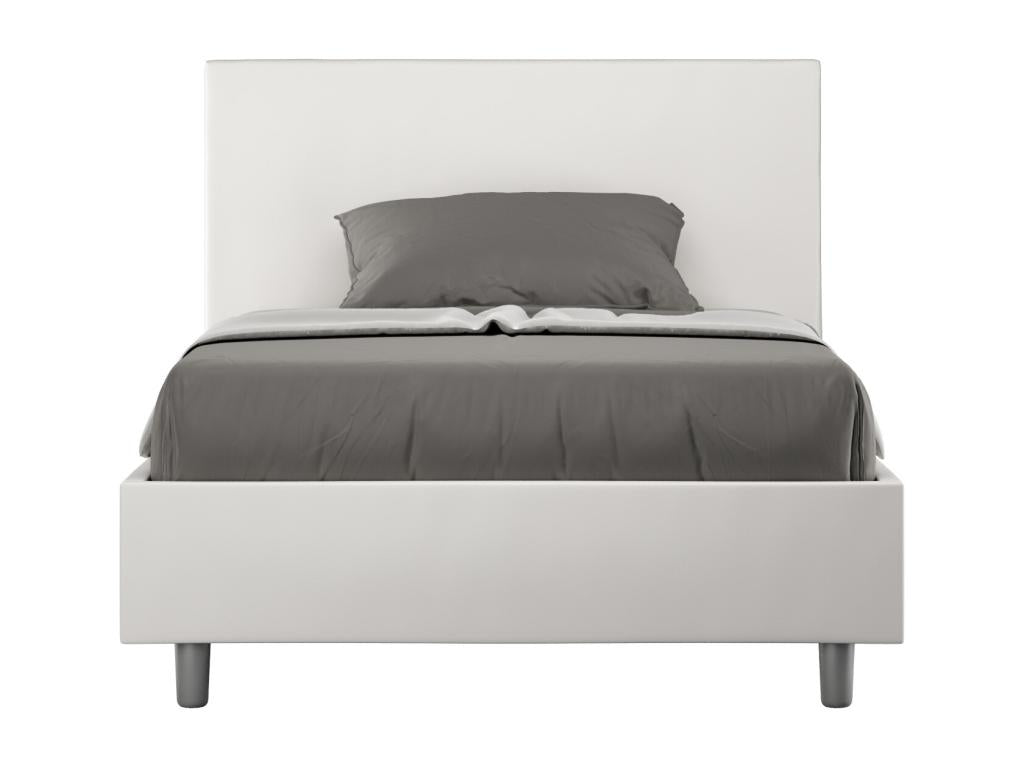 White Faux Leather Bed, 120 x 190 cm