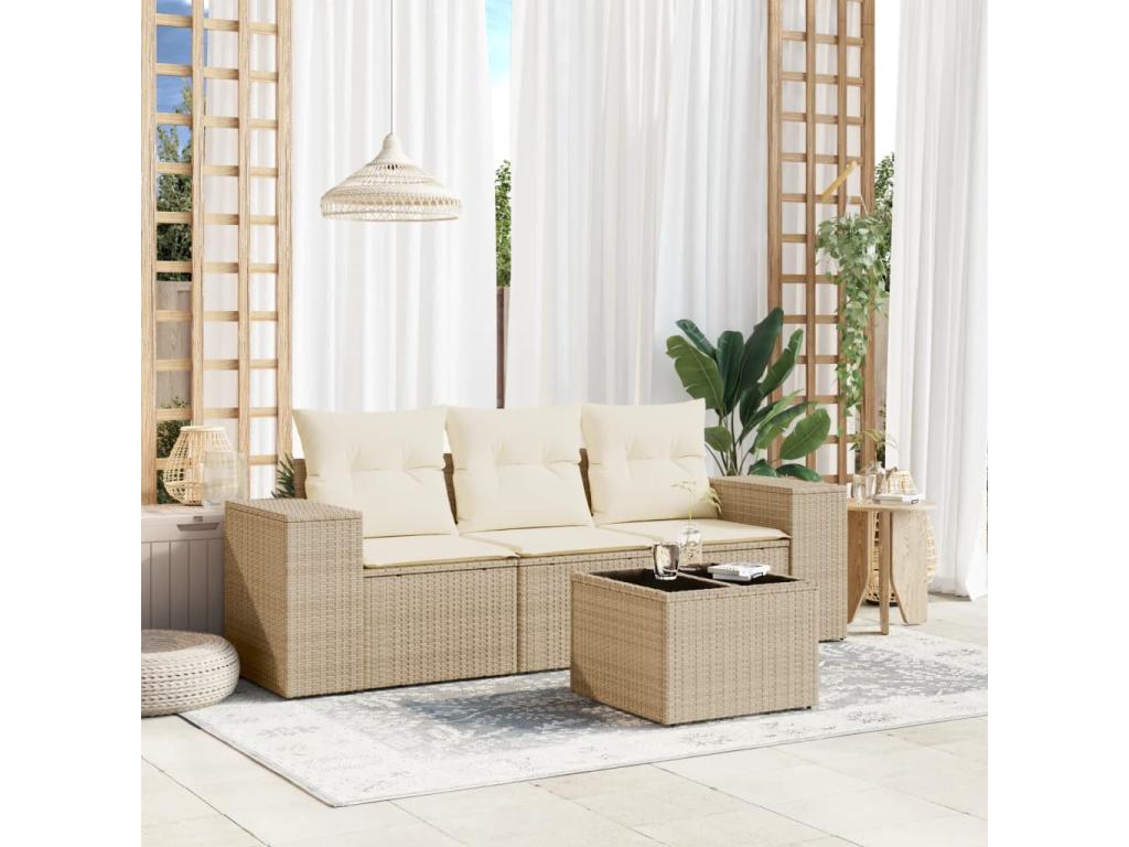 Beige Woven Resin Wicker Outdoor Furniture Set - dlz1766584075456