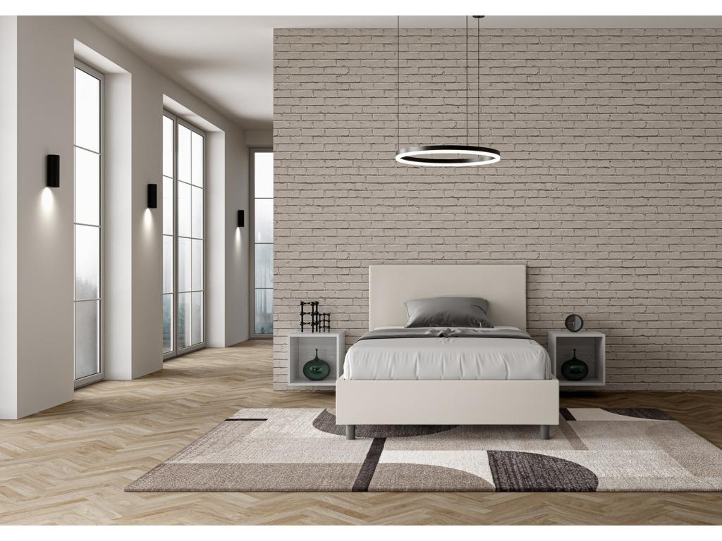 White Faux Leather Bed, 120 x 190 cm