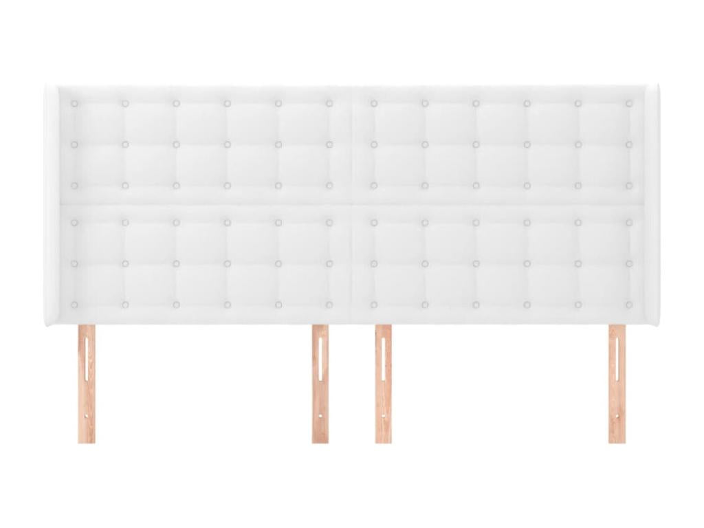 White Faux Leather Bed, 183 x 16 x 118 cm