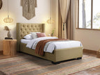 Beige Fabric Bed, 90 x 200 cm