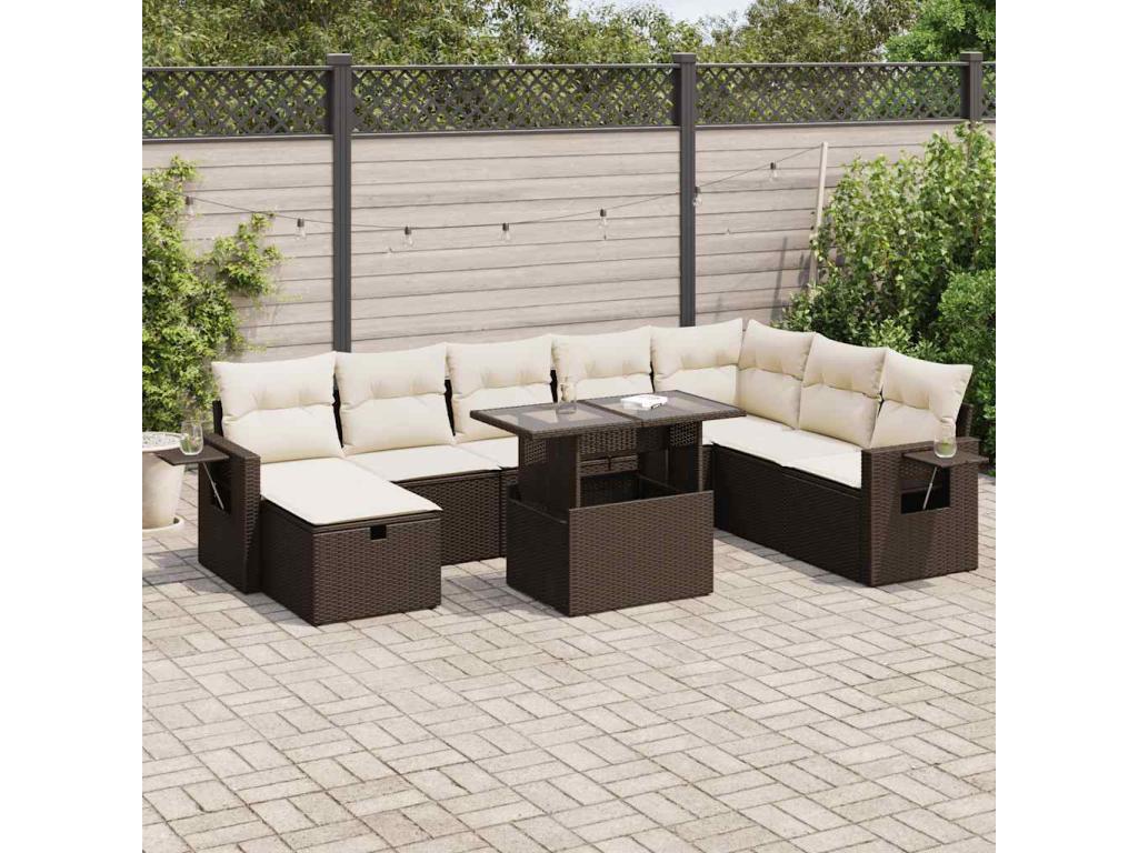 Brown Woven Resin Wicker Outdoor Furniture Set - dlz1766583419229