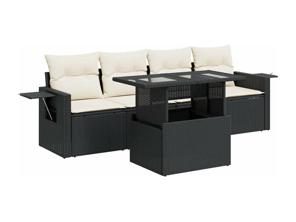 Black Woven Resin Wicker Outdoor Furniture Set - dlz1766583004430