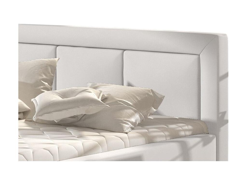 White Leather Bed, 140 x 200 cm